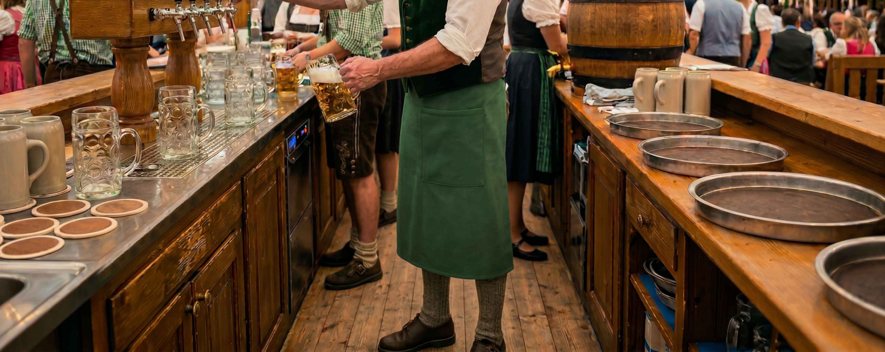 Schankschürzen mit Logo handgefertigt in Bayern – Hoiß Stickerei Rosenheim